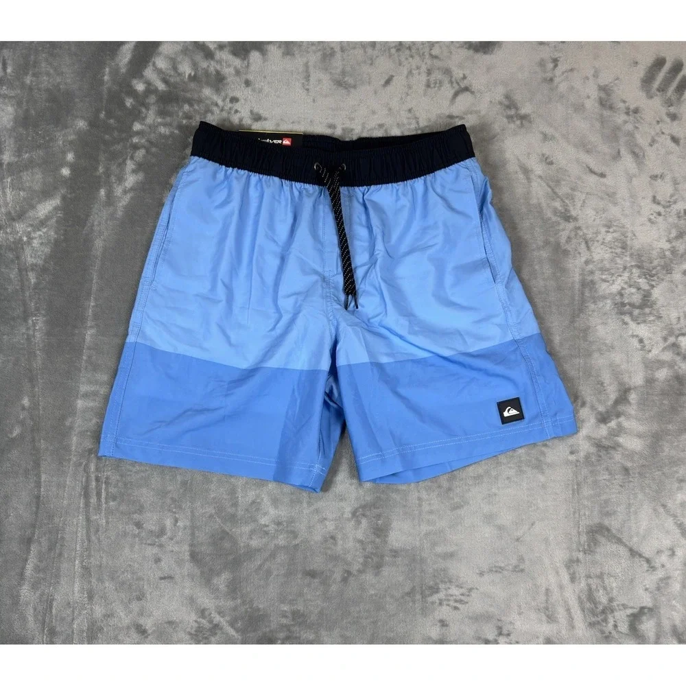 NWT Quicksilver Shorts Mens Small Blue Lined Elastic Waist Beach‎ 7